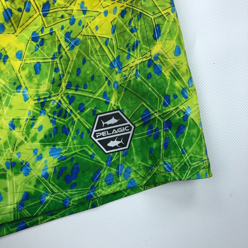 Pelagic Hydro-Lite Pro Board Shorts Mens 34 Green Yellow Dorado Fishing 10989-00 - Picture 2 of 8